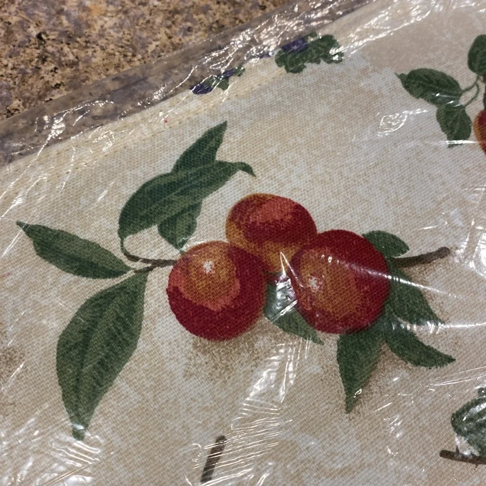 NIP Longaberger 2 Fabric Placemats Blueberry Plaid / Fruit Medley